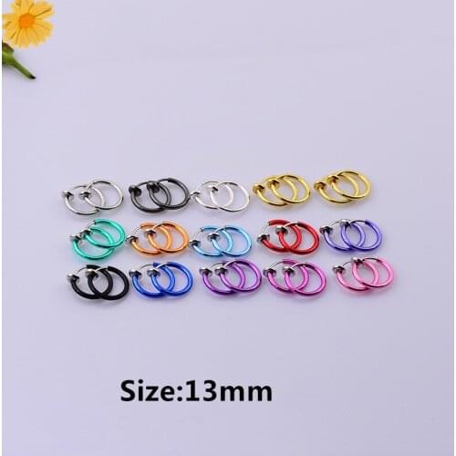 10pcs Fashion Fake Nose Ring Goth Punk Lip Ear Nose Clip On Fake Septum Piercing Nose Ring Hoop Lip Hoop Rings Earrings Jewelry