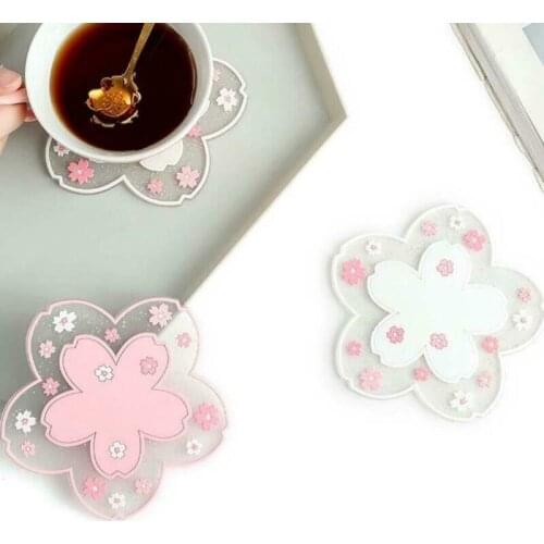 Heat Insulation Coffee Milk Cup Coaster 2pcs Anti-skid Cherry Blossom Table Mats