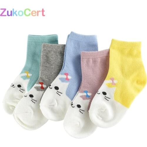 5Pairs/lot Baby Girls Boy Spring Socks Soft high quality Children Socks Unisex Breathable Cute kitten Girl Cotton Sock For 1-10Y