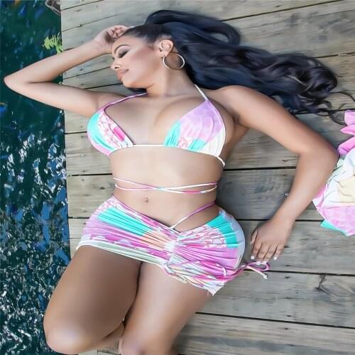 Bohemian Fashion Summer New European And American Womens Slim Sling Flame Print Digital Print Beach Swimwear Suit LS643640