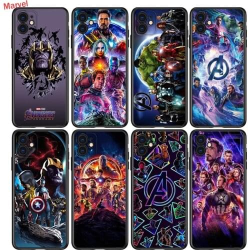 Black Silicone Cover Marvel The Avengers For Apple IPhone 12 Mini 11 Pro XS MAX XR X 8 7 6S 6 Plus 5S SE Phone Case
