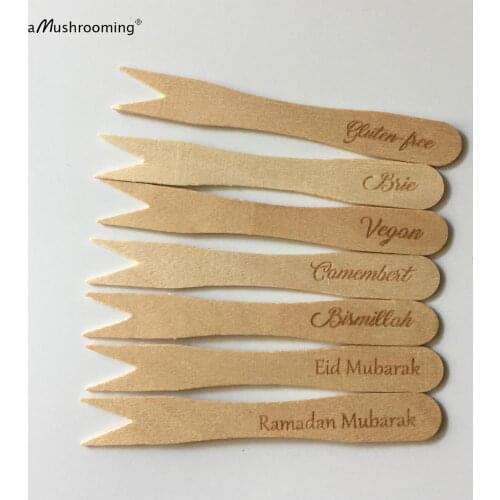Two Prong Wood Fork, Mini Forks Chip Forks, 3.5" Wooden Fry Forks 100ct, Ramadan Kareem Custom Compostable Birchwood (100pcs)