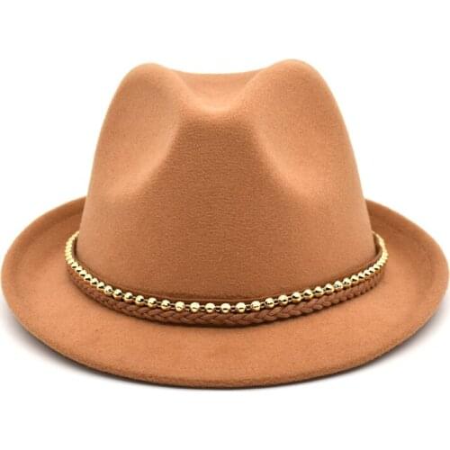 2020 Elegant Ladies Solid Color Autumn And Winter Wool Fedora Warm Mens British Panama Straw Hat Flat Cap Jazz Hat F38
