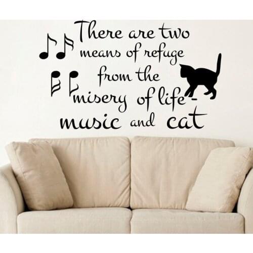 There Are Two Means Of Refuge Home Decor Wall Sticker Art Vinyl Removable Music And Cat Wall Decals