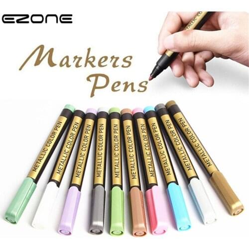 EZONE 10Pcs Metallic Marker Pens Protection Paint Marker Pen Ceramic Porcelain Rock Wood Kit Universal Marker Pen