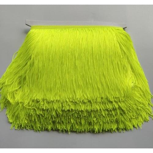15CM Long 1 Meters Fluorescent Yellow Lace Fringe Trim Polyester Tassel Fringe Trimming Dress Stage Garment Curtain Accessories