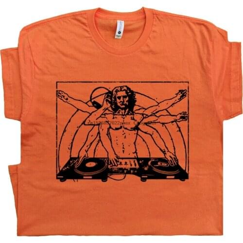 DJ T Shirt DaVinci Technics Graphic Turntables Headphones Record Player 80s Tee