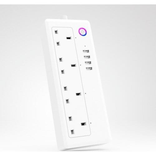 Smart wifi surge protector EU US UK plug power strip with 4AC outlets + 4USB Ports Tuya app remote control