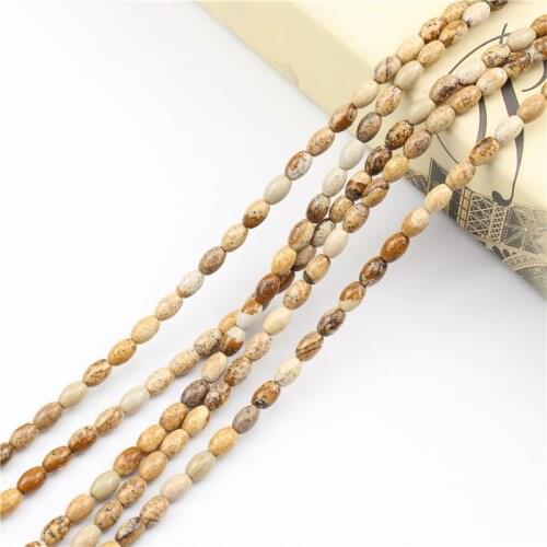 Brown Picture Jaspers Rice Unique Shape Beads Natural Crystal Loose Energy Healing Beads Jewelry Making