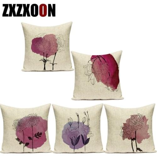 Colorful Red Pink Purple Flowers Polyester Decorative Pillows Case Sofa Home Animals Cushion Cover Pillowcase