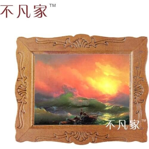 Dollhouse 1:12 scale Wholesale miniature classical Beautiful sunset oil painting D-16
