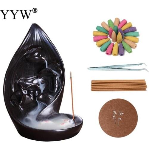 Backflow Incense Burner Creative Ceramic Simple Black Incense Burner For Home Or Office Decoration Incense Stick Holder