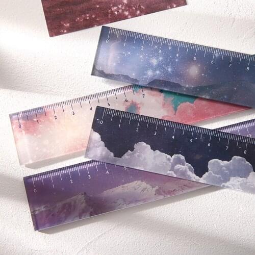 Journamm 160*30mm Acrylic Ruler Ins Style Snow Sky Star Kawaii Stationery Drawing Straight Rulers for Office School Stationery