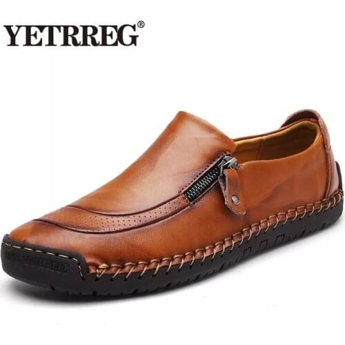 Vancat Big Size 38-48 Brand Genuine Leather Men Shoes Fashion Casual Shoes Breathable Men Flats Loafers Mens Driving Shoes