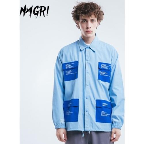 NAGRI Men Windbreak Jackets Casual Hip Hop Shirt Coat Streetwear Windproof Trench Coat Male Outwear Mens Autumn Winter Jackets