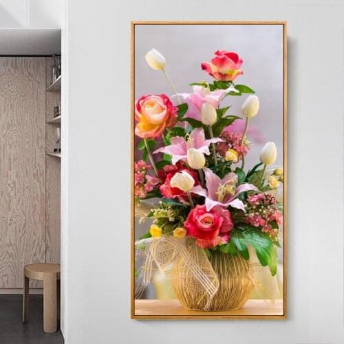 Zozack DIY Flower Cross Stitch Gorgeous art vase Cotton Thread Painting Embroidery Kits Needlework 11CT Home Decoration