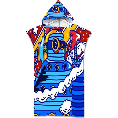 New Animal Graffiti Geometric Towel Adult Microfiber Dressing Robe Hooded Bath Towel Swimming Surfing Beachwear