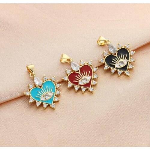 New Exaggerated Personality Necklace For Woman Heart-Shaped One-Eyed Pendant Alloy Micro Pave Zircon Gift Banque