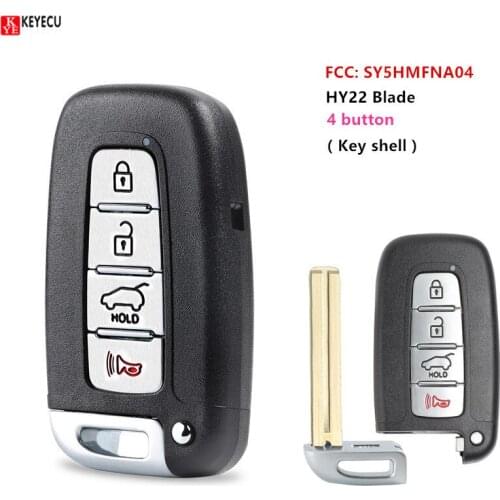 Keyecu New Replacement Remote Key Shell Case Fob 4 Button for Hyundai Equus for Kia with HY22 Blade FCC: SY5HMFNA04