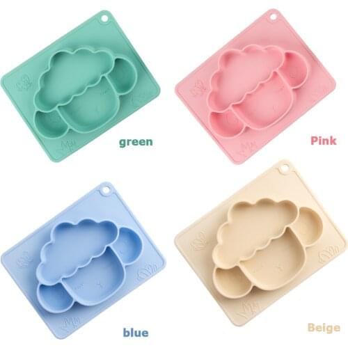 Eating Dinnerware Anti-Hot Training Non-slip Dinner Plate Cute Sheep Silicone Food Plate Compartment Tray Kid Baby Tableware