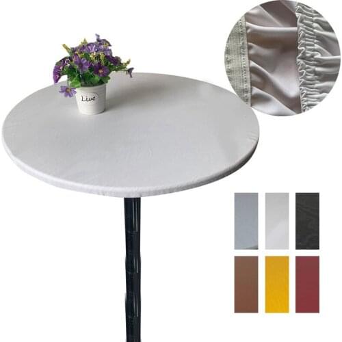 Solid Color Round Table Cloth Cover Protector Elastic Edged Tablecloth For Birthday Wedding Banquet Restaurant Party Supply