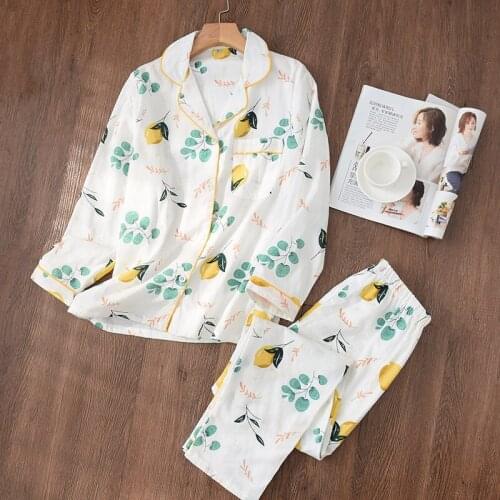 2020 Fresh Flowers Cotton Summer Autumn Pajamas Sets Women Sleepwear Cozy Casual Long Sleeve Quality Pyjamas Women Homewear