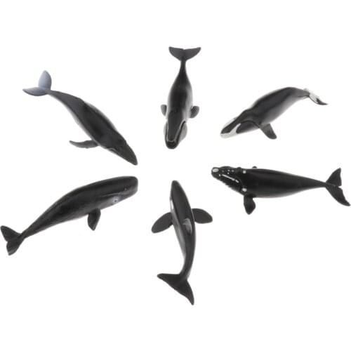 6x Plastic Whale Figure Statues Animal Model Collector Decor Kids Toy Gifts