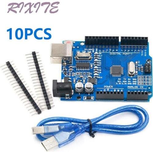 10pcs UNO R3 UNO Board UNO R3 CH340G+MEGA328P Chip 16Mhz For Arduino UNO R3 ATMEGA328P-AU Development Board