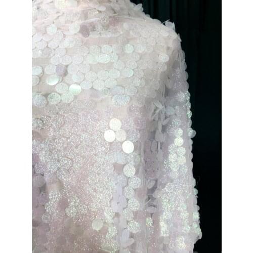 Snow Yarn Sequin Fabric Color White Sequin Fabric Fish Scales Dress Clothing Designer Fabric