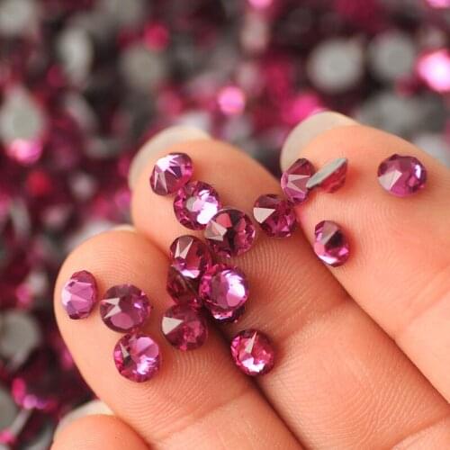 2088 Crystal Fuchsia Hot-fix Rhinestone New Cut Facets 8 big 8 small Iron On Stone for Garment DIY Decoration