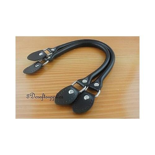PU leather imitation leather handle a pair purse handbag 16 1/2 inch Black CF68