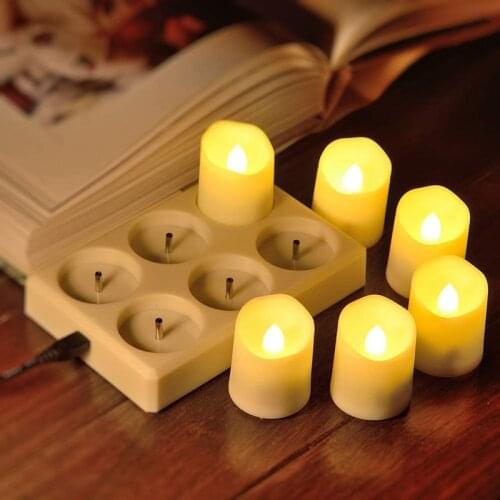 Chargeable Candle LED Remote Control Flameless Tea Lights Wedding Home Decoration Tea Light With Timer dropshipping