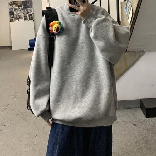 Korean Plus Velvet Stand-up Collar Hoodie Mens Fashion Casual Sweatshirt Men Streetwear Autumn Winter Pullover Hoodies Mens