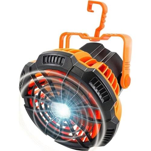 Battery Operated Fan with Carry Bag & Light for Camping Tent & Hammock,USB Rechargeable Small Desk Fan with LED Lighting