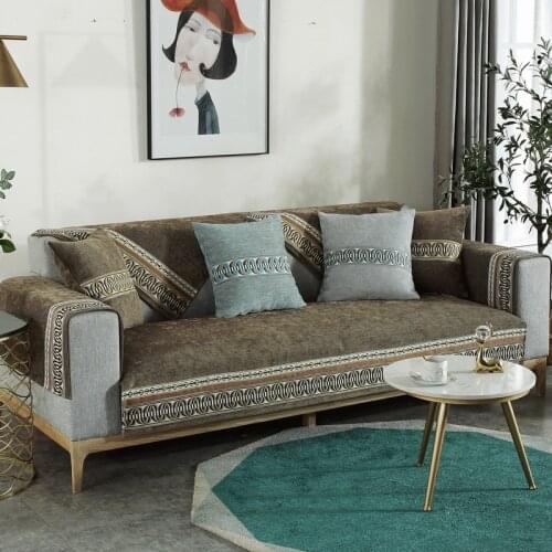 Four Season Sofa Towel Summer Soft Sofa Cover Chenille Chinse Landscape Style Non Slip Cushion Three Person Backrest Towel
