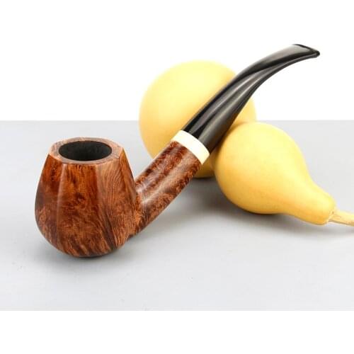 High Quality Briar Tobacco Pipe 9mm Filter Bent Smoking Pipe Briar Wood Pipe Octagon Bowl Briar Pipe 74 free tools set