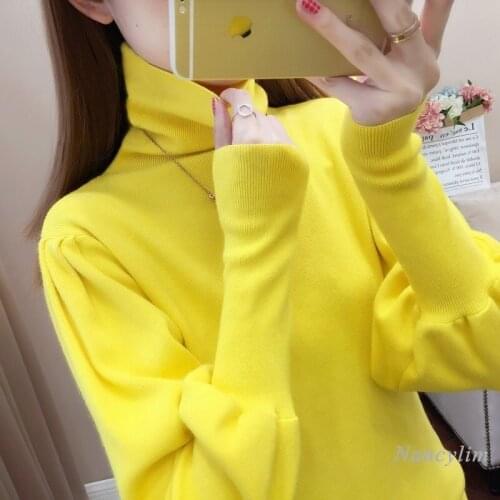 Nancylim Turtleneck Sweater Womens Inner Thickened 2020 New Knitted Top Autumn and Winter Female Lady Pllovers Jumper