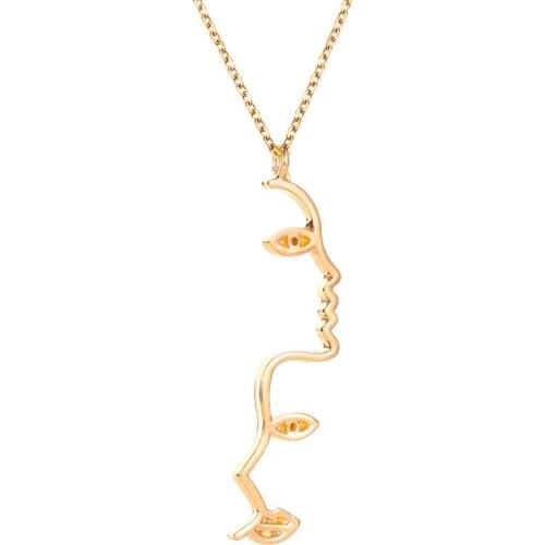 Fashion Simple Human Face Pendant Necklace Exaggerated Lips Eyes Shape Chain Accessory Creative Womens Party Jewelry Gifts