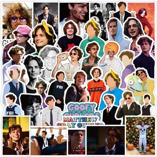 50PCS Actor Matthew Gray Gubler Stickers DIY Fridge Guitar Laptop Motorcycle Luggage Skateboard Graffiti Cool Decals Sticker