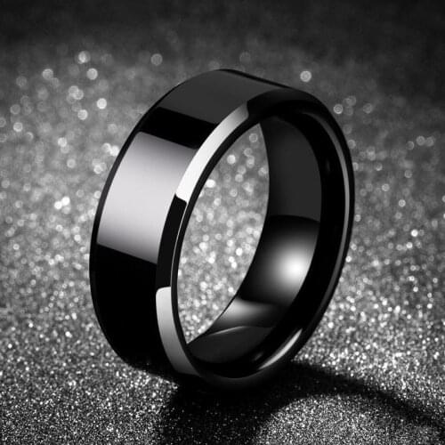2021 Classic Beveled Smooth Men Rings Width 6mm Simple Stainless Steel Finger Rings For Men Jewelry Gifts Engraved Name
