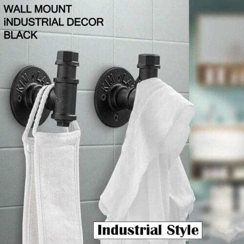 3PCS Urban Industrial Style Wall Mount Decorative Hooks Cast Iron Pipe Clothes Coat Hat Towel Hanger For Kitchen Home Decoration