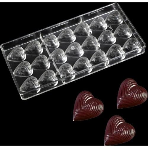 3D Candy chocolate decorating tools love shaped polycarbonate candy chocolate moulds Homemade Transparent Chocolate molds