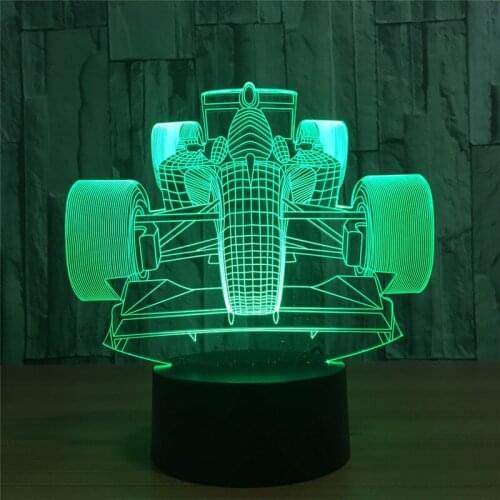 3D LED Lamp Cool Formula Racing Car 7 Color Gradient Night Light Christmas Birthday Gift Boy Toy Multicolor Lamp