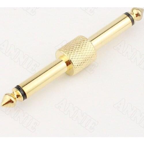 50pcs/lot Golden 6.35 Audio Dual Head Butt Plug Mono Track Microphone 6.5 Plug Two Way