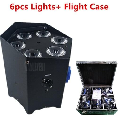 6 Pieces with Flycase 6x15W Led Par Light DMX512 Battery Wireless Professional Stage Light remote control wedding wash lighting