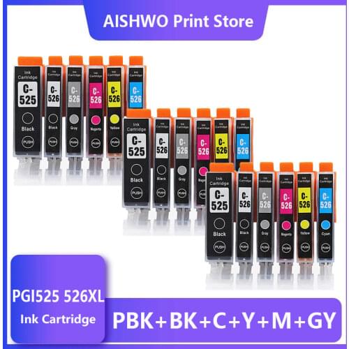 ASW 3set PGI525 PGI 525 CLI 526 Ink Cartridges for Canon Pixma iP4850 ix6550 MG5150 MG5250 MG6150 MG8150 MX885 MG5350 Printer