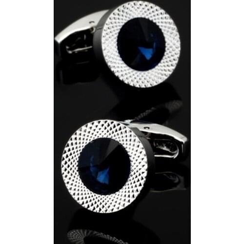Free shipping, Austrian Blue Crystal Cufflinks fashion mens shirt Cufflinks designer exclusive design brand button gift