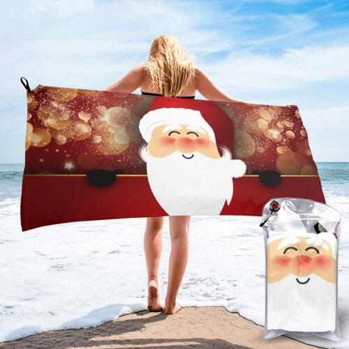 Quick Dry Beach Towel Cute Santa On Lights Microfiber Bath Towel Beach Cushion Swimming Personalized Sand Free Beach Towel