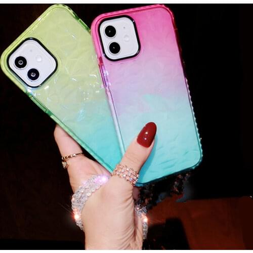 3D Gradient Diamond Pattern Phone Case For iPhone 12 Fundas Clear Cover For iPhone 11 Pro max 12 7 Plus 8 6 6s X XS Max XR Capa