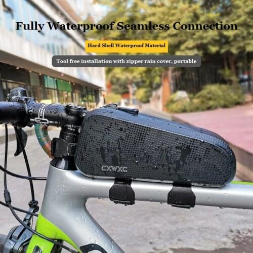 CXWXC Waterproof Bicycle Top Tube Bag MTB Cycling Aero Compact Front Beam Storage Pannier Road Bike Bicicleta Triathlon Pouch